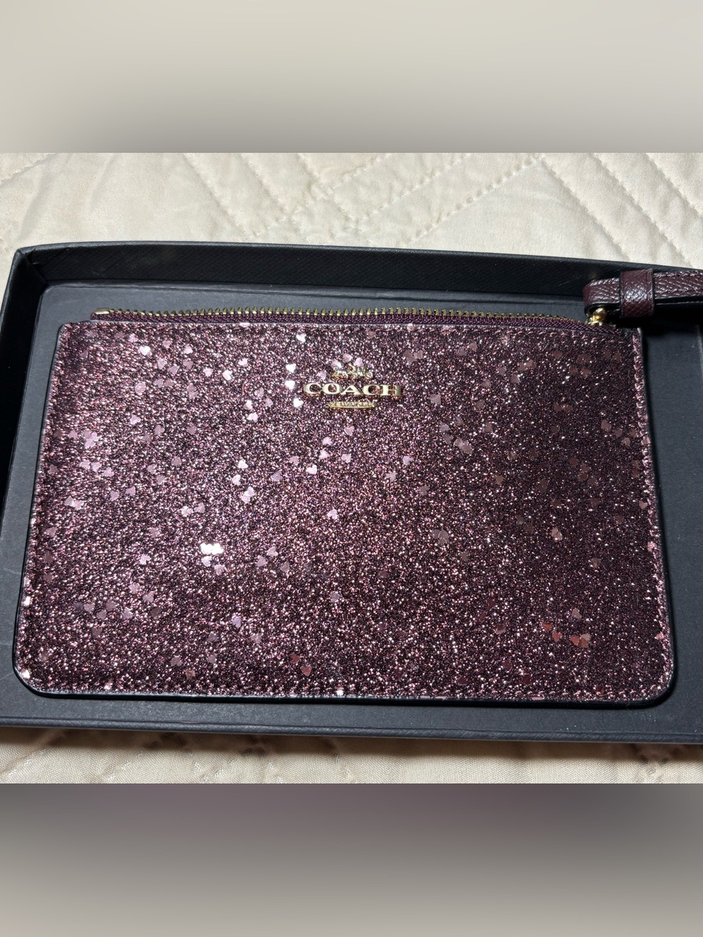 Coach Glitter Wristlet in Plum Sparkle - Picture 2 of 4